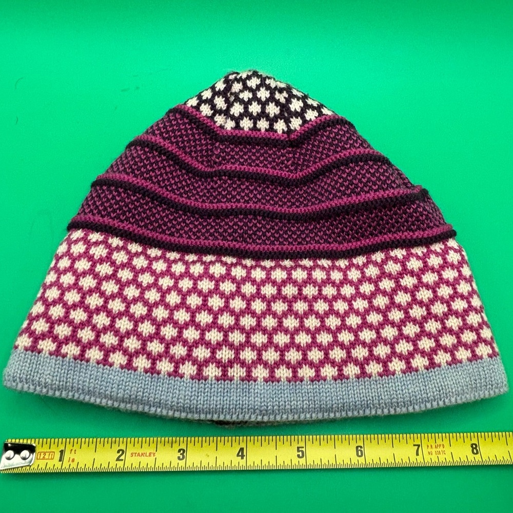 Childrens SMARTWOOL Winter Beanie Hat - Pink And Purple Outdoors Snow School - Picture 5 of 6